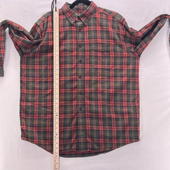 LL Bean Mens Flannel Shirt Mens Green Large - Picture 13 of 14